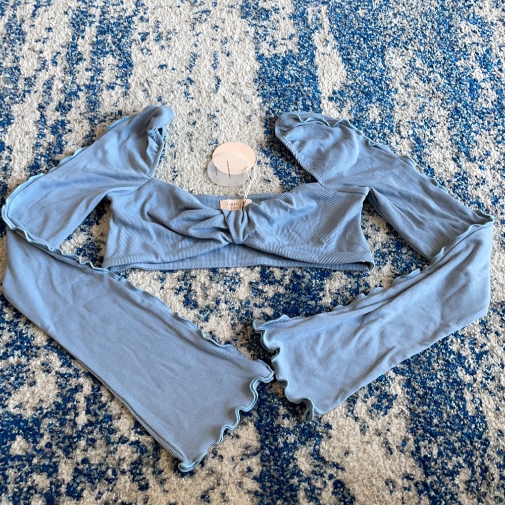 Camila Coelho Logan Crop Top in Baby Blue Xlarge - Picture 3 of 5